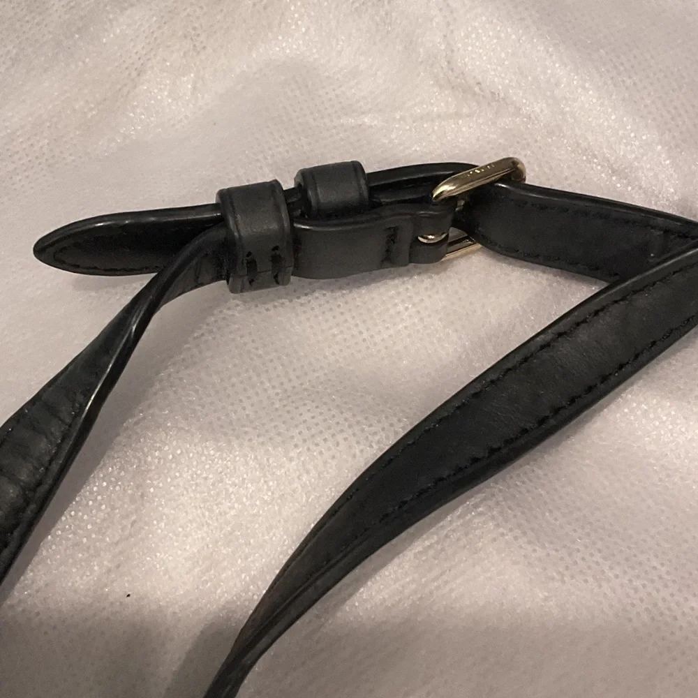 Coach Black Leather Crossbody Bag with Gold Accents